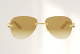 Lunettes de luxe de soleil Dyades dorée - Verre dégradé marron clair mirage - Bois Bubinga - Vue face