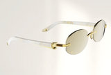 Lunettes de luxe de soleil Dyades dorée - Verre miroir doré clair dome - Corne Blanche - Vue profil
