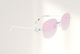 Lunettes de luxe de soleil Dyades or gris 18ct diamants - Verre dégradé rose clair coupole - Vue profil