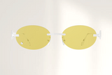 Lunettes de luxe de soleil Dyades or gris 18ct diamants - Verre jaune clair dome - Vue face