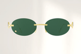 Lunettes de luxe de soleil Dyades or jaune 18ct - Verre vert électrique dome - Vue face