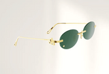 Lunettes de luxe de soleil Dyades or jaune 18ct - Verre vert électrique dome - Vue profil