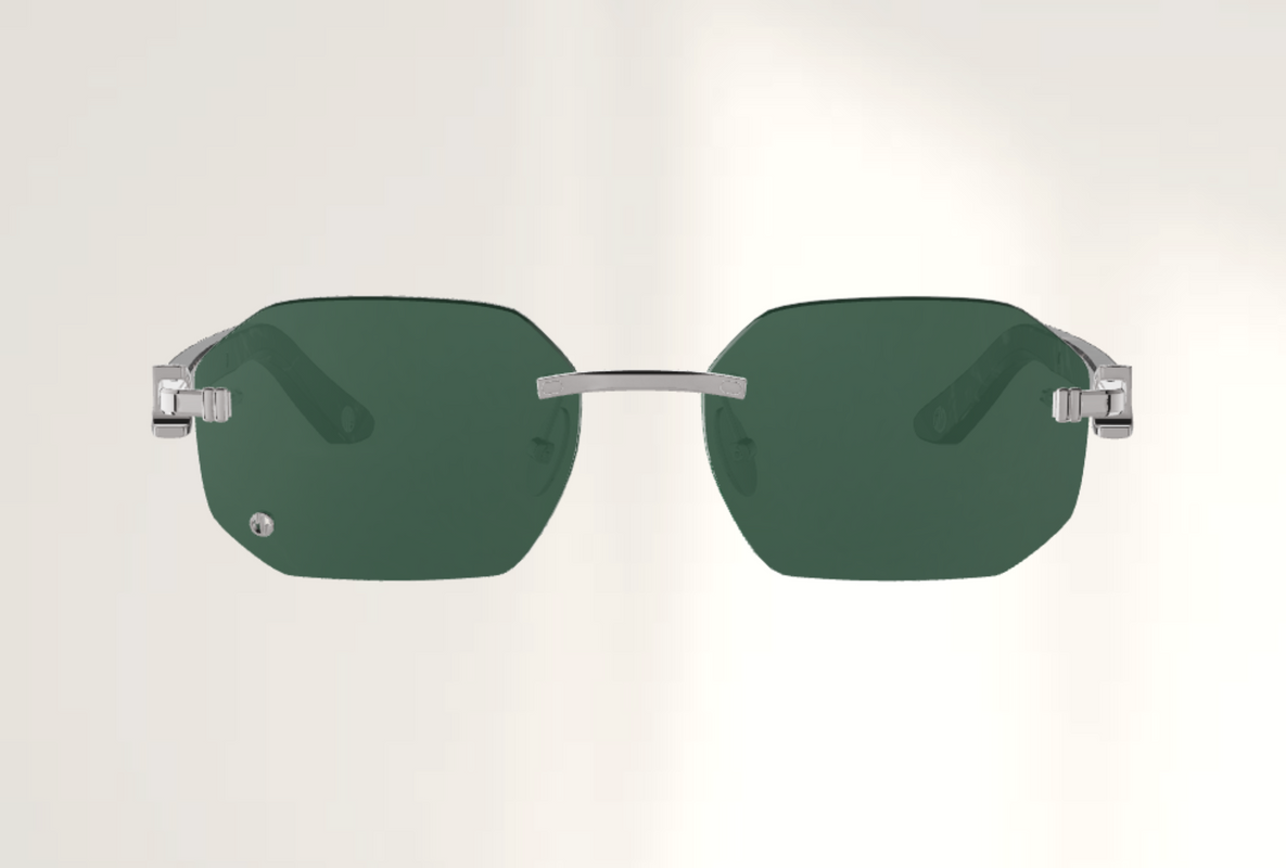 Lunettes de luxe de soleil Dyades palladium - Verre vert électrique rock - Corne Noire - Vue face