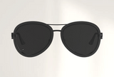 Lunettes de luxe de soleil Dyades PVD noir - Verre gris pilote - Decor verre noir - Vue face
