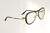 Lunettes de luxe de vue Dyades dorée - Verre optique sans correction concorde - Décor Masque Gris - Vue profil