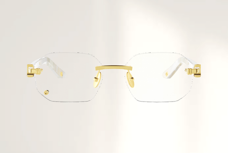 Lunettes de luxe pour écran Dyades dorée - Verre anti-lumière bleue rock - Corne Blanche - Vue face