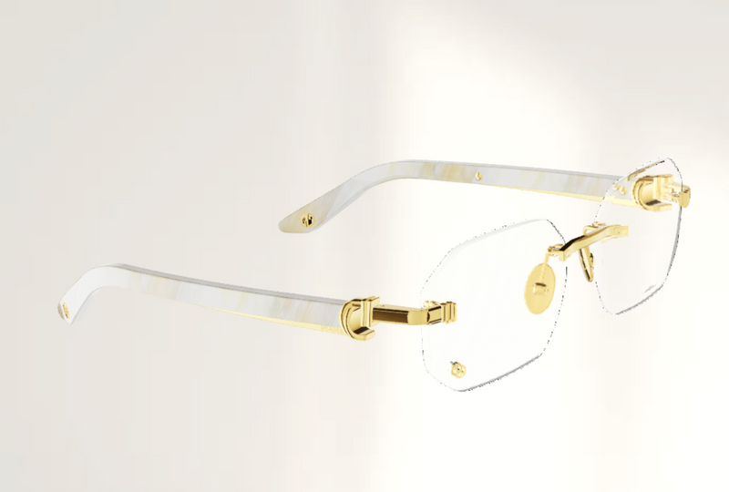 Lunettes de luxe de vue Dyades dorée - Verre optique sans correction rock - Corne Blanche - Vue profil