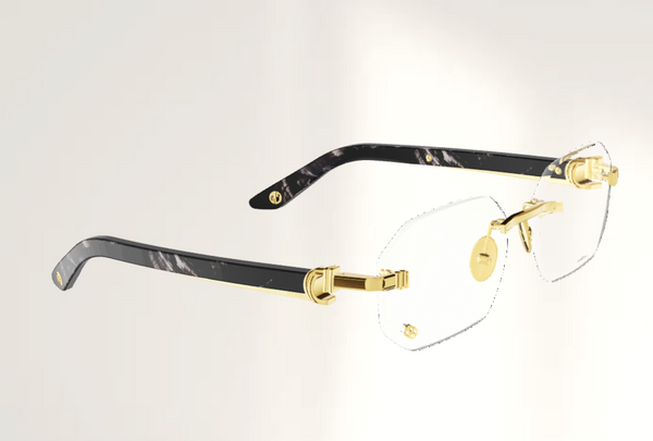 Lunettes de luxe de vue Dyades dorée - Verre optique sans correction rock - Corne Noire - Vue profil
