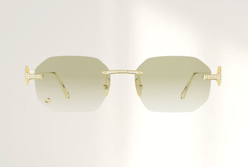 Lunettes de luxe de vue Dyades or jaune 18ct diamants - Verre optique sans correction rock - Vue face