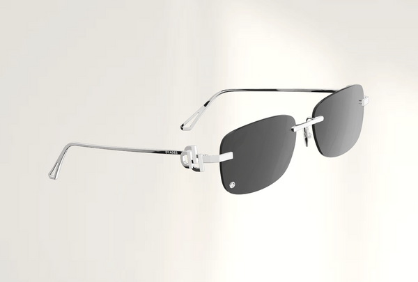 Lunettes de luxe de soleil Dyades or blanc 18ct - Verre gris ovales - Vue profil