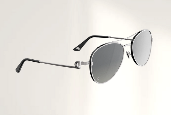 Lunettes de luxe de soleil Dyades platine - Verre gris polarisant pilote - Laque noire - Vue profil