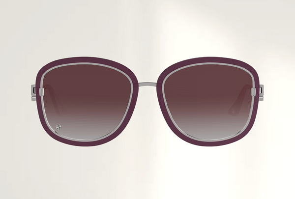 Lunettes de luxe de soleil Dyades platine - Verre violet degrade rondes - Decor verre violet - Vue face
