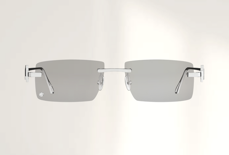 Lunettes de luxe de vue Dyades or blanc 18ct - Verre optique sans correction rectangles - Vue face