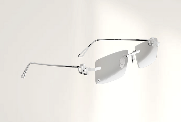 Lunettes de luxe de vue Dyades or blanc 18ct - Verre optique sans correction rectangles - Vue profil